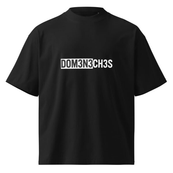 "Monogram Logo" Men's Organic Oversized High Neck T-Shirt - Image 2