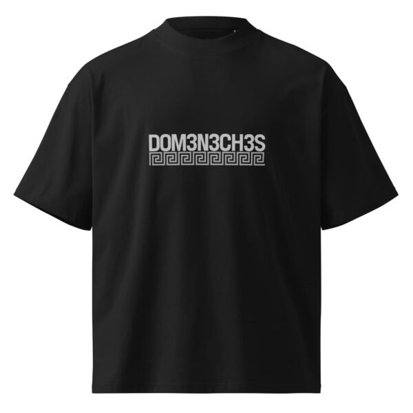 "Monogram Logo" Men's Organic Oversized High Neck T-Shirt - Image 3